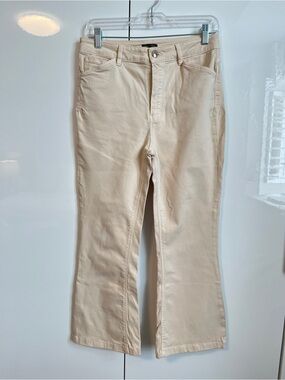 Massimo Dutti High-Waist Cropped Flare Ecru Jeans, Size 8